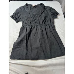 Lux Black Babydoll Blouse  Vintage-Inspired  Short Puff SleeveCottagecore Small
